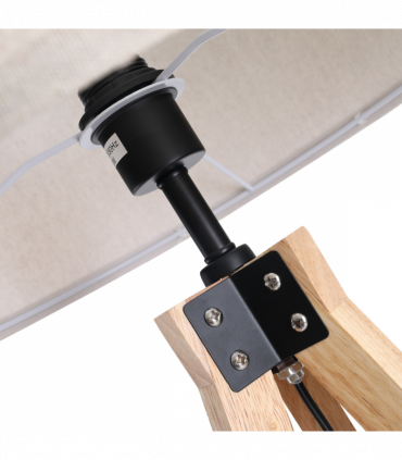 Wood Beige 45cm x 45cm x 152cm Rubber Wood Tripod Floor Lamp Beige