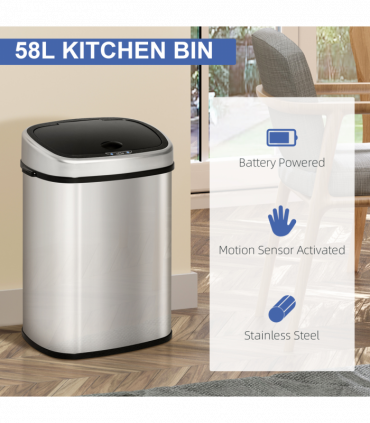 Sensor Bin Chrome ABS Plastic Mirror Stainless Steel Touch-Free Lid