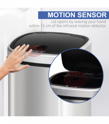 Sensor Bin Chrome ABS Plastic Mirror Stainless Steel Touch-Free Lid