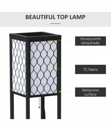 Floor Lamp 4-tier Open Shelves Wooden, 26L x 26W x 160Hcm-Black/White