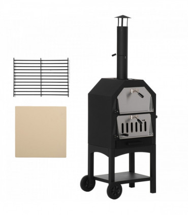 Stainless Steel 2-Tier Outdoor Charcoal Pizza Oven