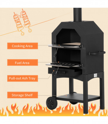 Stainless Steel 2-Tier Outdoor Charcoal Pizza Oven