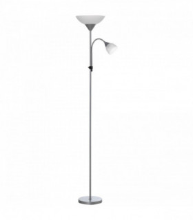 Steel Duo-Head Floor Lamp Silver Elegant mother-child design uplifter light