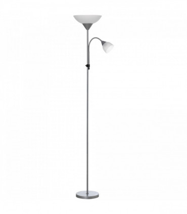 Steel Duo-Head Floor Lamp Silver Elegant mother-child design uplifter light