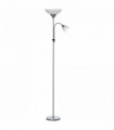 Steel Duo-Head Floor Lamp Silver Elegant mother-child design uplifter light
