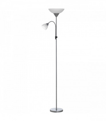 Steel Duo-Head Floor Lamp Silver Elegant mother-child design uplifter light