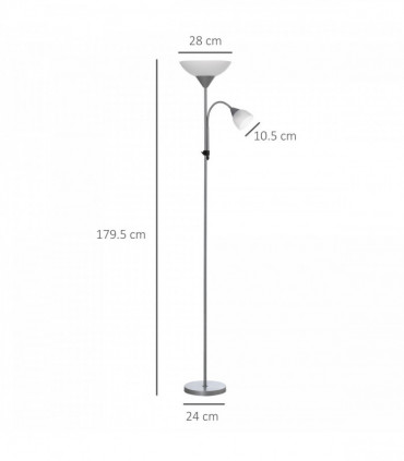 Steel Duo-Head Floor Lamp Silver Elegant mother-child design uplifter light