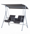Steel Frame 2-Seater  Swing Chair w/ Table Grey