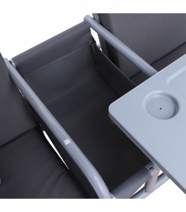 Steel Frame 2-Seater  Swing Chair w/ Table Grey