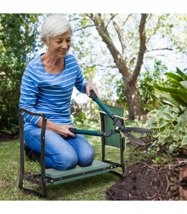 Steel Frame Gardening Kneeler Seat w/ Pouch Green