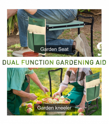 Steel Frame Gardening Kneeler Seat w/ Pouch Green