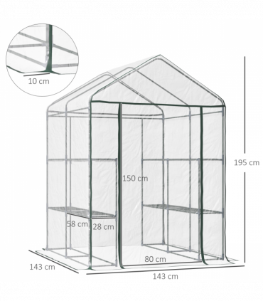 Steel Frame Greenhouse Steel Frame, 2 Shelves
