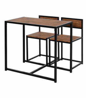 Bar Stool and Table Set Steel Frame MDF 2-Seater Wood Tone Rustic Brown