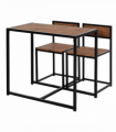 Bar Stool and Table Set Steel Frame MDF 2-Seater Wood Tone Rustic Brown