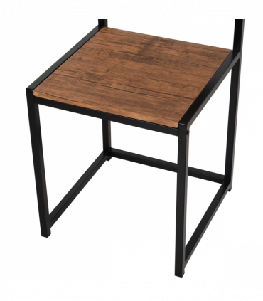 Bar Stool and Table Set Steel Frame MDF 2-Seater Wood Tone Rustic Brown