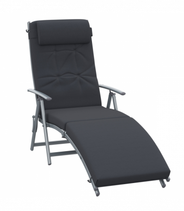 Steel Frame Outdoor Garden Padded Sun Lounger Black 137L x 63.5W x 100.5H