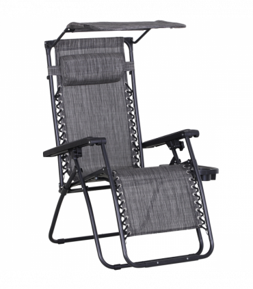 Steel Frame Zero Gravity Outdoor Chair Grey 90cm x 67cm x 110cm Canopy