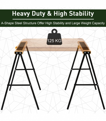 Steel Non-Slip 2-Peice Saw Horse Black/Yellow