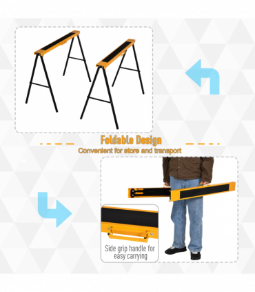 Steel Non-Slip 2-Peice Saw Horse Black/Yellow