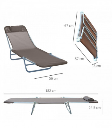 Sun Bed Chair Garden Lounger Recliner Adjustable Back Relaxer Chair Furniture - Coffee |  UK