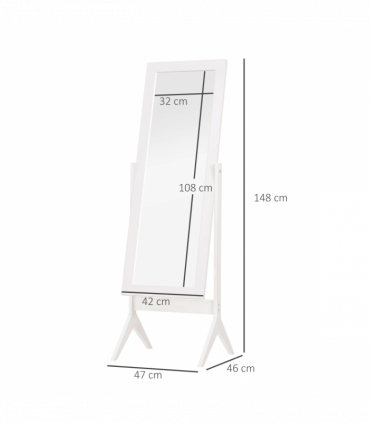Tall Freestanding Dressing Mirror w/Adjustable Tilt White