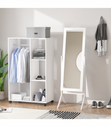 Tall Freestanding Dressing Mirror w/Adjustable Tilt White