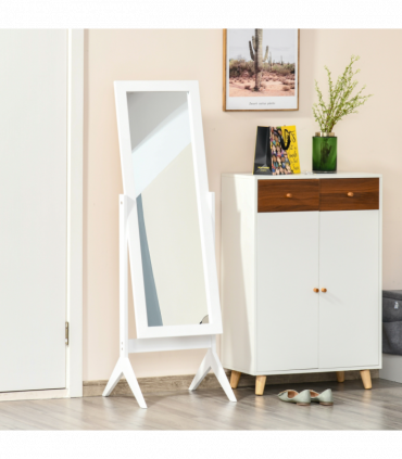 Tall Freestanding Dressing Mirror w/Adjustable Tilt White