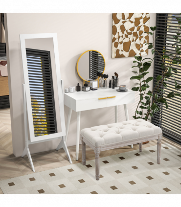 Tall Freestanding Dressing Mirror w/Adjustable Tilt White