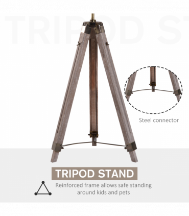 Floor Lamp, 65L, Wood/Bronze Colour, 140cm Height, Adjustable Angle