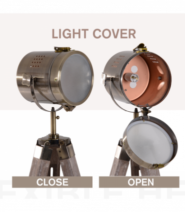 Floor Lamp, 65L, Wood/Bronze Colour, 140cm Height, Adjustable Angle
