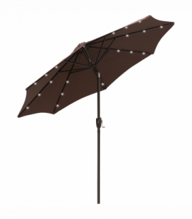 Umbrella Parasol 24 Solar LED-Brown/Coffee