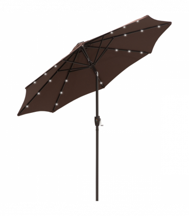 Umbrella Parasol 24 Solar LED-Brown/Coffee