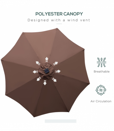 Umbrella Parasol 24 Solar LED-Brown/Coffee