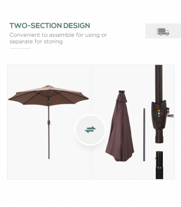Umbrella Parasol 24 Solar LED-Brown/Coffee