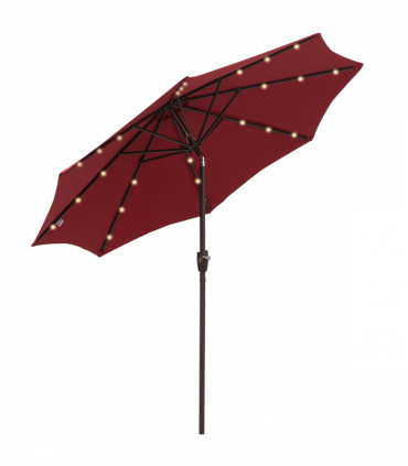 Umbrella Parasol 24 Solar LED-Wine Red