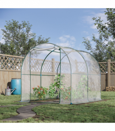 Greenhouse Walk-in Tunnel Clear PVC Cover Steel Frame S Size 2.5m x 2m x 2m