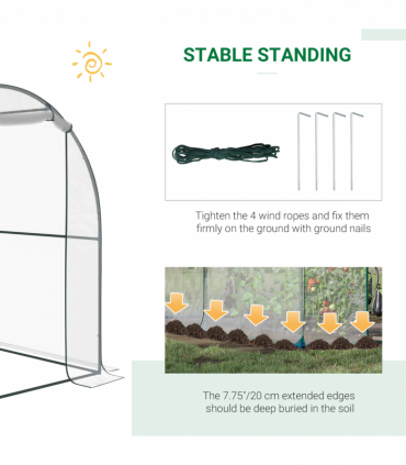 Greenhouse Walk-in Tunnel Clear PVC Cover Steel Frame S Size 2.5m x 2m x 2m