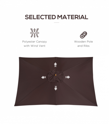 Wooden Garden Parasol Umbrella Coffee 3m x 2m