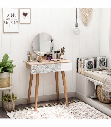 Wooden Nordic Dressing Table Brown/White