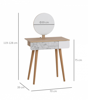 Wooden Nordic Dressing Table Brown/White