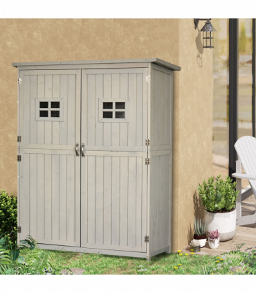 Wooden Outdoor Garden Shed 127.5L x 50W x 164H cm Grey