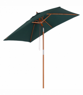 Wooden Patio Umbrella Market Parasol Outdoor Sunshade 6 Ribs Brown Green