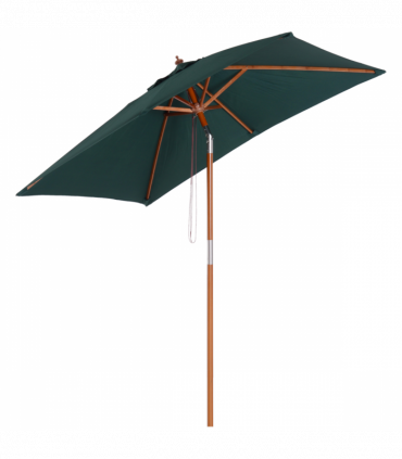 Wooden Patio Umbrella Market Parasol Outdoor Sunshade 6 Ribs Brown Green