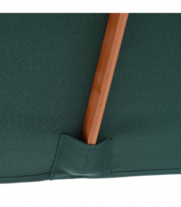 Wooden Patio Umbrella Market Parasol Outdoor Sunshade 6 Ribs Brown Green