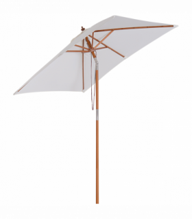 Wooden Patio Umbrella Market Parasol Outdoor Sunshade 6 Ribs Grey 200cm x 150cm