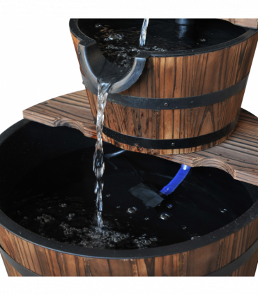 Wooden Water Pump Fountain, 2 Tier-Fir Wood/Steel