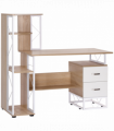 Workstation Computer Writing Desk W/2 Drawers Multi-Shelves-Oak/White