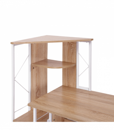 Workstation Computer Writing Desk W/2 Drawers Multi-Shelves-Oak/White