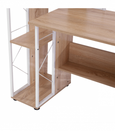 Workstation Computer Writing Desk W/2 Drawers Multi-Shelves-Oak/White