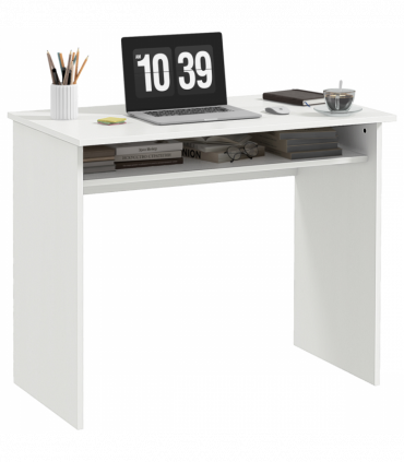 Study Desk White 90cmx50cmx74cm Particle Board Simple Style Sturdy Workstation